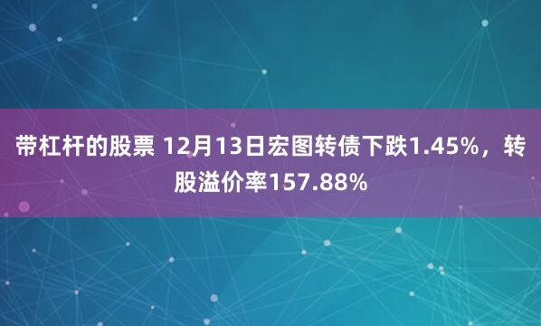 带杠杆的股票 12月13日宏图转债下跌1.45%，转股溢价率157.88%