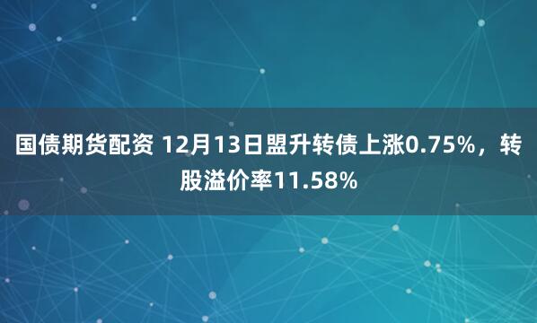 国债期货配资 12月13日盟升转债上涨0.75%，转股溢价率11.58%