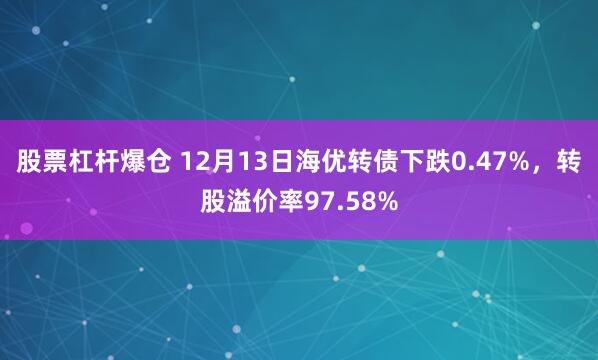 股票杠杆爆仓 12月13日海优转债下跌0.47%，转股溢价率97.58%