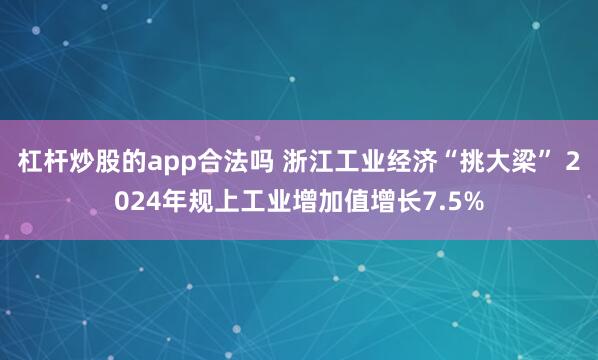 杠杆炒股的app合法吗 浙江工业经济“挑大梁” 2024年规上工业增加值增长7.5%