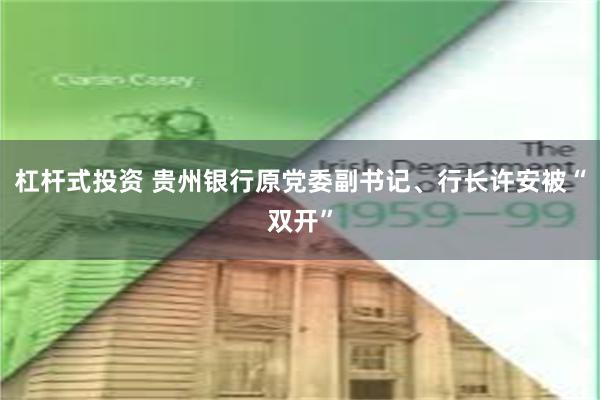 杠杆式投资 贵州银行原党委副书记、行长许安被“双开”